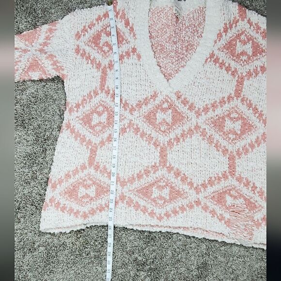 Pol Coral Orange & White Oversized Sweater - Picture 4 of 7